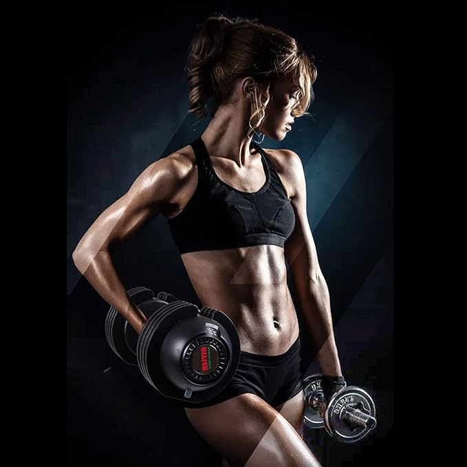 Adjustable Dumbbell,22LBS 44LBS 52LBS Dumbbell Set with Tray for Fitness, Fast Adjust Weight by