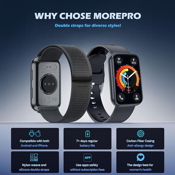 MorePro Health Fitness Tracker with Blood oxy-gen Monitor and 24/7 Heart Rate and Blood Pressure