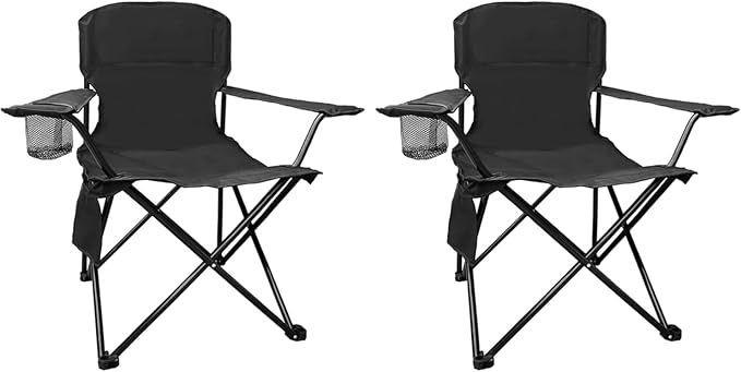 Folding Camping Chair, 225lb Capacity, Includes Cup Holder & Side Storage Bag, 5.5lbs Portable for