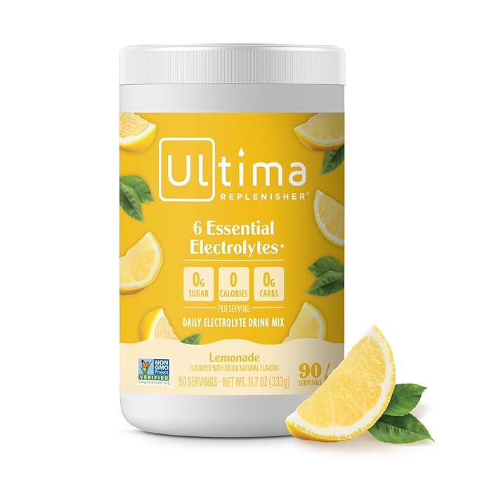 Ultima Replenisher Daily Electrolyte Powder Drink Mix ??Sugar Free ??Lemonade, 90 Servings