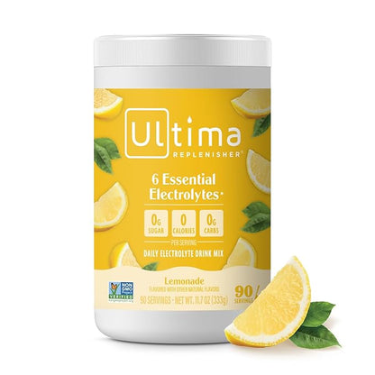 Ultima Replenisher Daily Electrolyte Powder Drink Mix ??Sugar Free ??Lemonade, 90 Servings