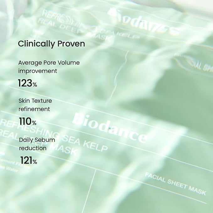 BIODANCE Refreshing Sea kelp Real Deep Mask, Overnight Hydrogel Mask, Calming, Oil & Sebum Control