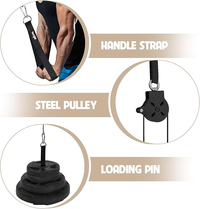 Yes4All Tricep Press Down Cable Machine Attachment Set, LAT Pulldown Attachment, Cable Machine