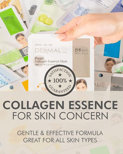 DERMAL 78 Combo Pack Collagen Essence Korean Face Mask - Hydrating & Soothing Facial Mask with