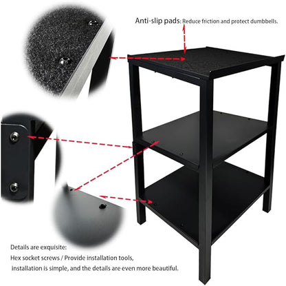 Black Heavy Duty Adjustable Dumbbell Stand - Home Gym Storage Rack with Non-Slip Base, Anti-Tip
