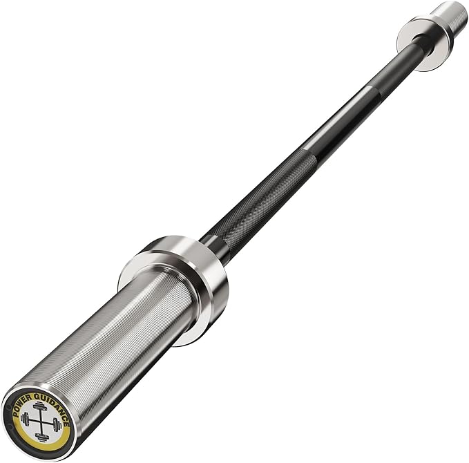 POWER GUIDANCE Chrome Olympic Barbell Bar, 2 Inch Weight Bar for lifting, Hip Thrusts,Universal