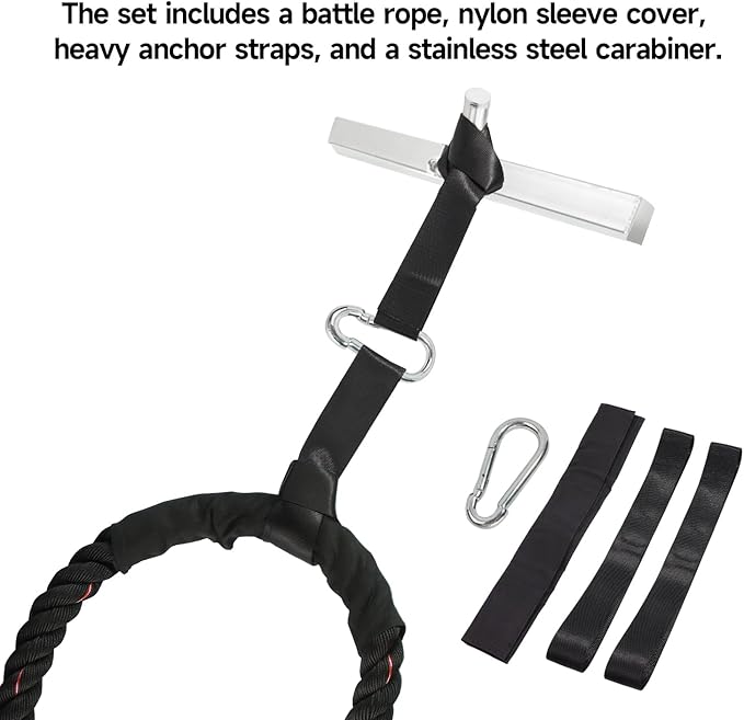 GSE Games & Sports Expert Gym Battle Rope, Heavy-Duty Workout Ropes for Indoor & Outdoor Workout