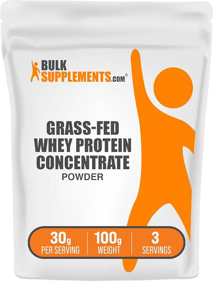 BulkSupplements.com Grass Fed Whey Protein Powder - Whey Protein Concentrate Powder - Unflavored &