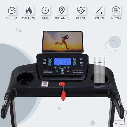 Treadmills for Home, 15% Auto Incline, 0.5-10 MPH, 18" Belt, 3 HP, 350lb Capacity, Foldable
