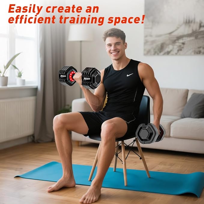25/55lbs Adjustable Dumbbells Set, Dumbbells with Anti-Slip Metal Handle for Exercise & Fitness
