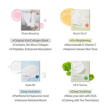 SUNGBOON EDITOR Deep Collagen Overnight mask 37gx4ea | Original Hydrating Collagen Face Mask | Real