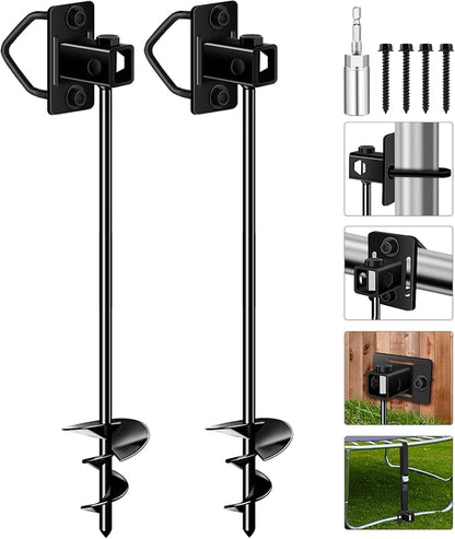Ground Anchors Multi-Purpose Trampoline Stakes Heavy Duty, 3" Wider Spiral Mobile Home Anchors