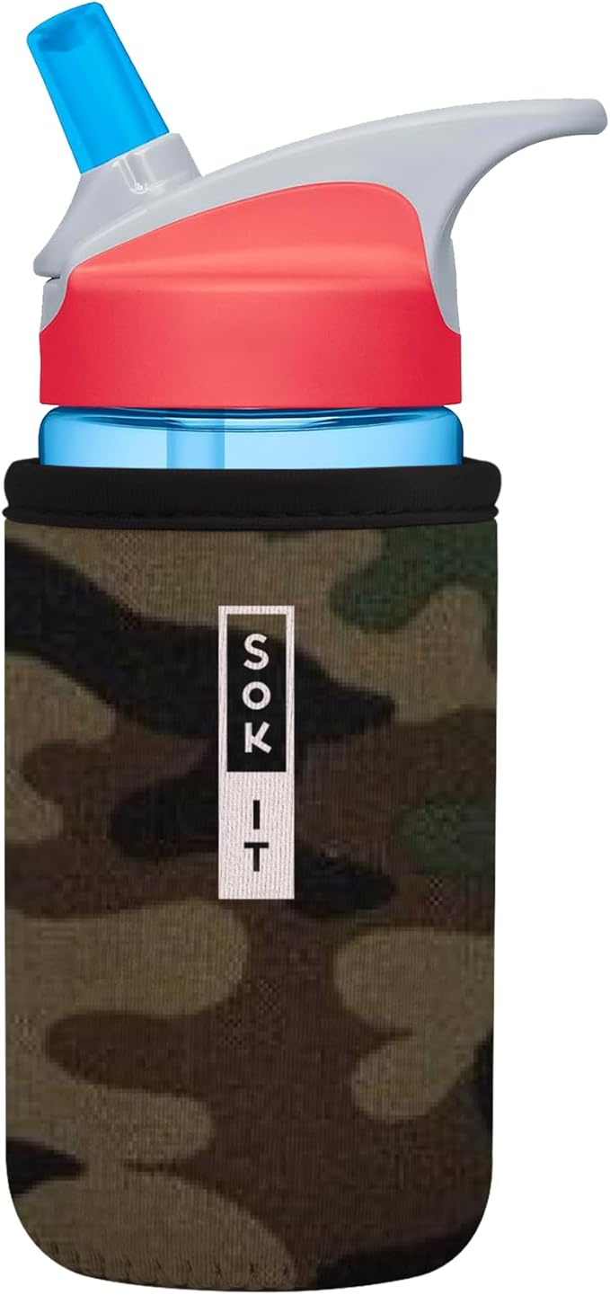 Sok It BotlSok Water Bottle Sleeve Insulated Neoprene Cover (Green Camo, Fits 12oz CamelBak or