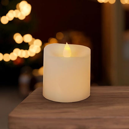 3x3 Flickering Flameless Candles Set of 1,3 inch Real Wax LED 600 Hours Battery Candles with Timer