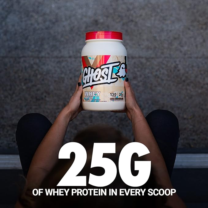 GHOST Whey Protein Powder, Milk Chocolate - 2LB, 25G of Protein - Whey Protein Blend - ­Post