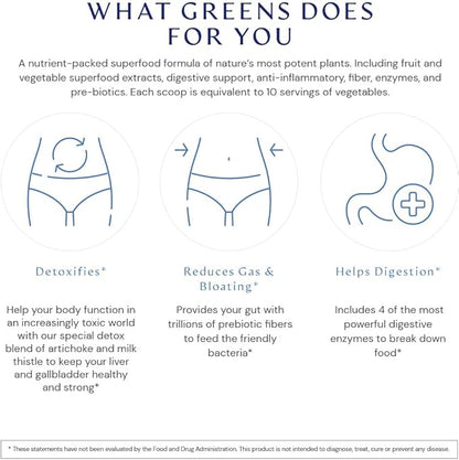BodyHealth Greens Enhanced with PerfectAmino - Daily Superfood Green Apple Smoothie Powder with