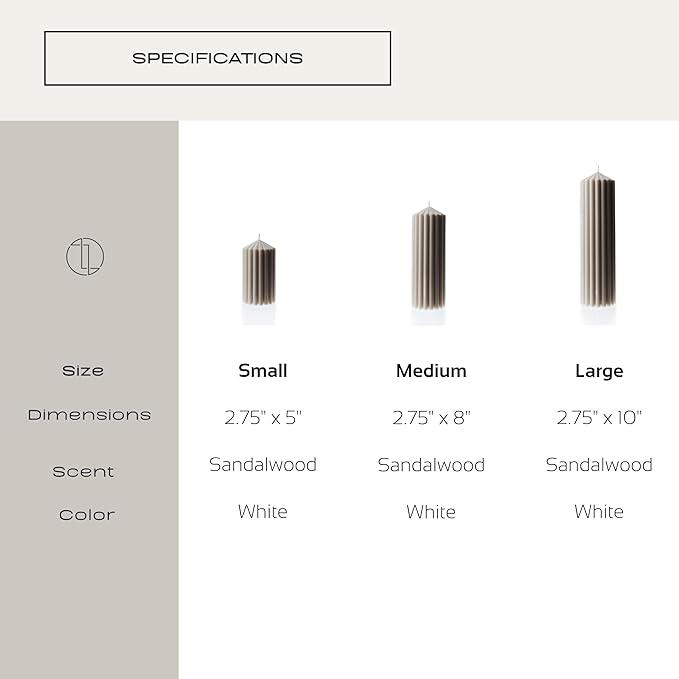 LAWA Ribbed Peak Pillar Candle - Large Beautiful Handmade Pillar Scented Soy Wax Candle Elegant
