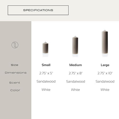 LAWA Ribbed Peak Pillar Candle - Large Beautiful Handmade Pillar Scented Soy Wax Candle Elegant