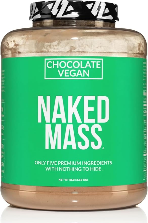 NAKED Vegan Mass - Chocolate Vegan Weight Gainer - 1,280 Calories, Non-GMO, Soy & Gluten Free, No