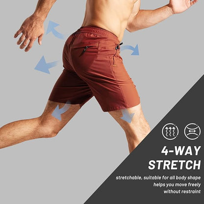 MIER Men's Quick Dry Running Shorts with Zipper Pocket, Elastic Waist Athletic Workout Exercise