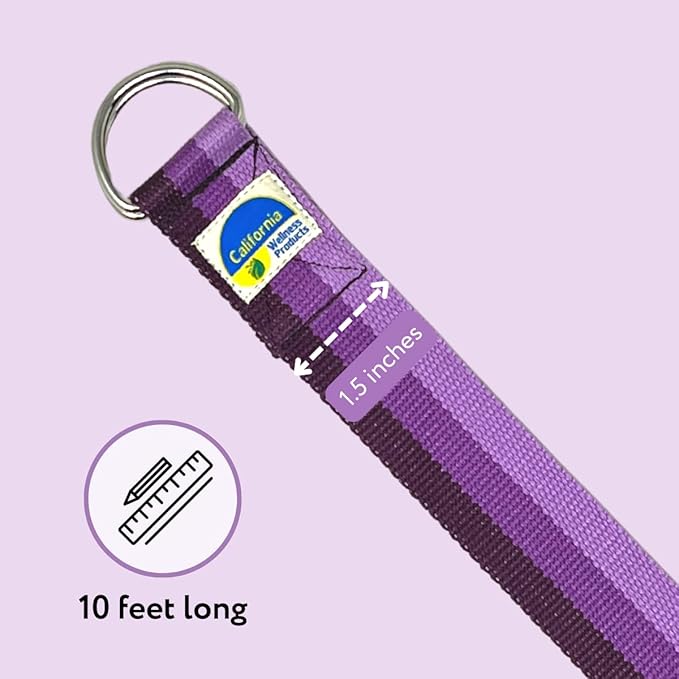 California Yoga Strap | Yoga Belt with Safe Adjustable D-Ring Buckle for Pilates | Stretching Strap