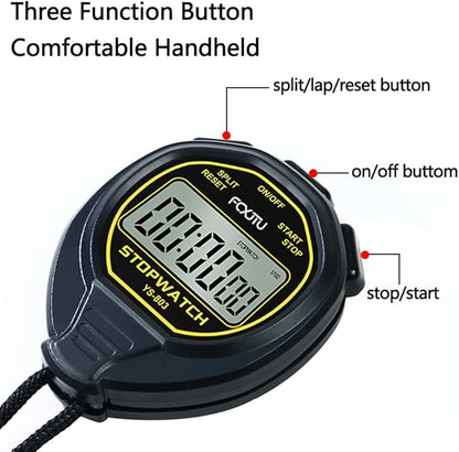 FCXJTU Digital Simple Stopwatch Timer, No Bells, No Alarm, Simple Basic Operation, Silent, Clear