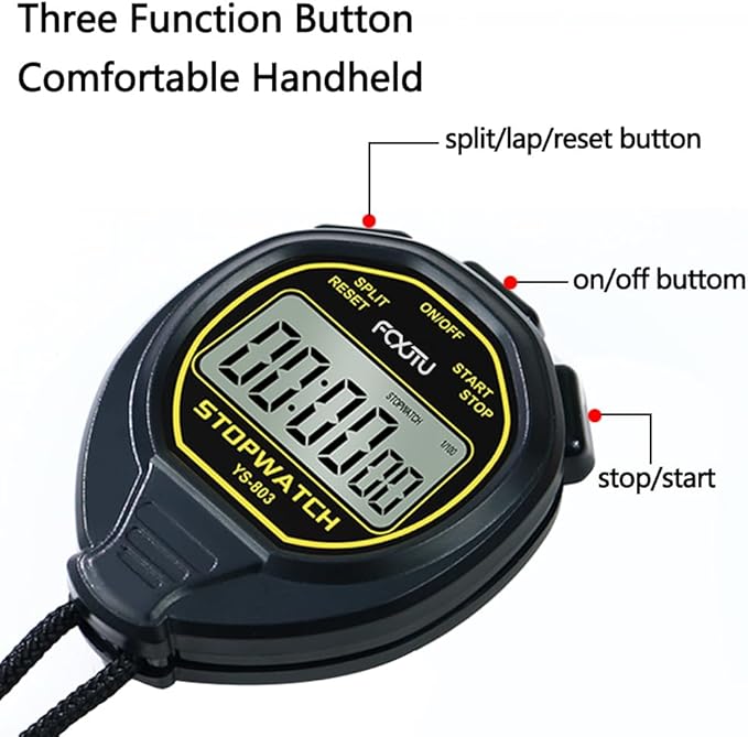 FCXJTU Digital Simple Stopwatch Timer, No Bells, No Alarm, Simple Basic Operation, Silent, Clear