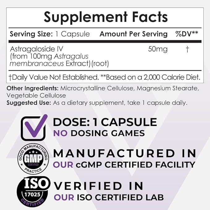 Nootropics Depot Astragaloside IV Capsules | 50mg | Astragalus membranaceus | 30 Count |