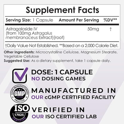 Nootropics Depot Astragaloside IV Capsules | 50mg | Astragalus membranaceus | 30 Count |