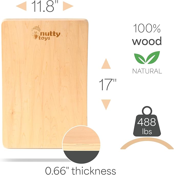 NUTTY TOYS Montessori Wooden Wobble Board for Kids & Adults -100% Natural Wood Balance Board