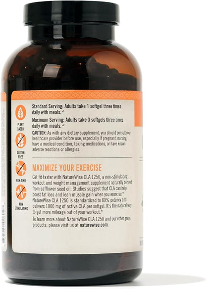 NatureWise CLA 1250 - Conjugated Linoleic Acid Supplement for Women and Men, Not Stimulating