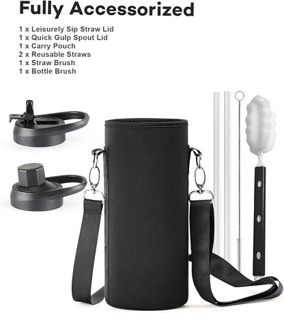 40 oz Insulated Water Bottle with Straw and Lid, Food-grade Double Wall Vacuum Stainless Steel