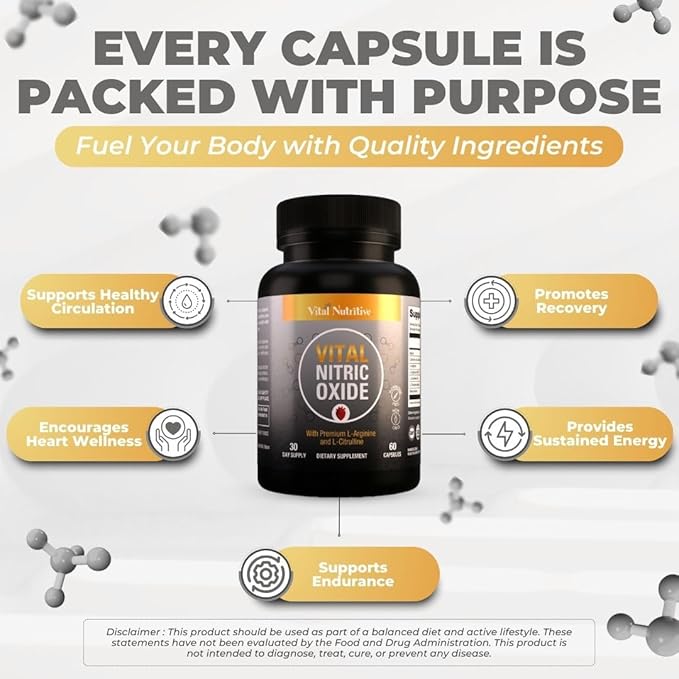 Vital Nitric Oxide Supplements for Men - Workout Booster Supplement for Men - Nitrous Oxide Boost