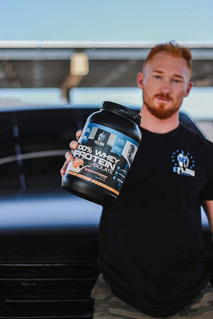 eFlow Nutrition 100% Whey Protein Isolate - Gluten & Lactose-Free Digestive Enzymes Added, Low