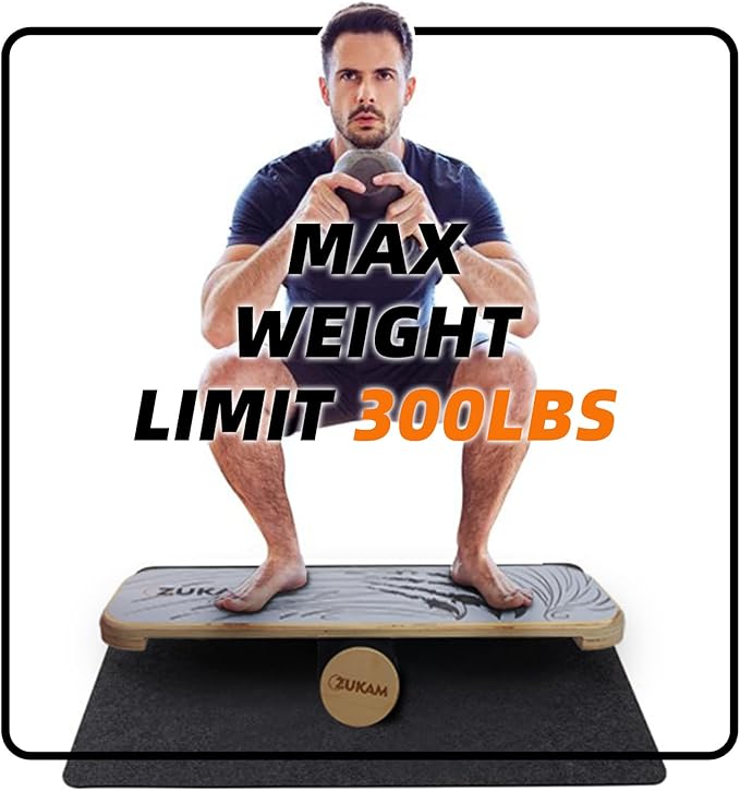 Balance Board Trainer, Wooden Balancing Board with Workout Guide to Exercise and Build Core