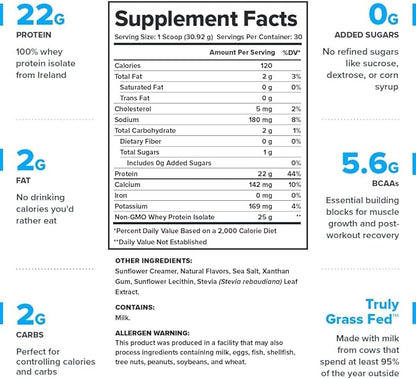 LEGION Whey+ Protein Whey Isolate from Grass Fed Cows - Whey Protein Isolate Powder Low Calorie