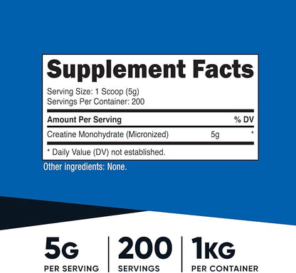 Nutricost Creatine Monohydrate Micronized Powder (1 KG) - Pure Creatine Monohydrate