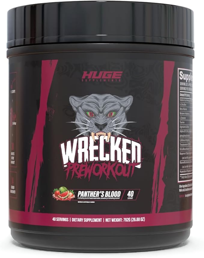 Wrecked Pre Workout, Advanced Formula, Boosts Energy, Focus, Pumps & Performance, 10g L-Citrulline