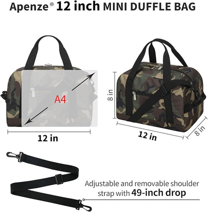 Small Gym Bag Carry On Bag - 12 in Mini Duffle Bag Lightweight for Overnight Travel(Camouflage)