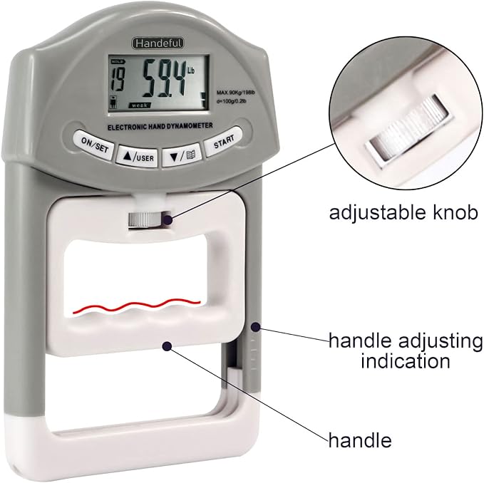 Handeful Grip Strength Tester Trainer - Dynamometer Handgrip Measurer Meter, Handheld Strengthener
