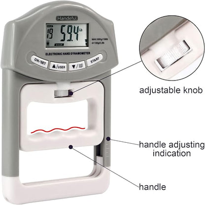 Handeful Grip Strength Tester Trainer - Dynamometer Handgrip Measurer Meter, Handheld Strengthener
