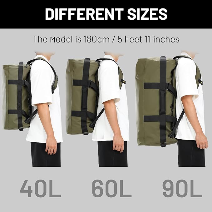 MIER Water Resistant Backpack Duffle Heavy Duty Convertible Duffle Bag with Backpack Straps for