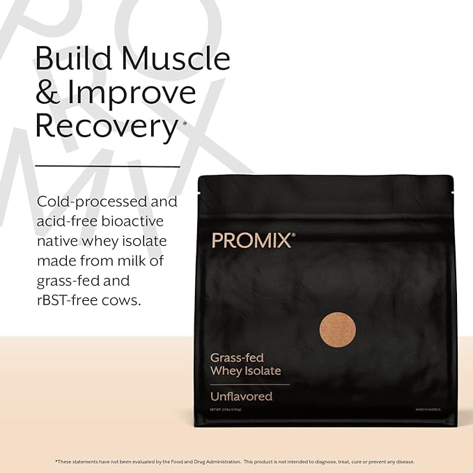 ProMix Nutrition Whey Protein Isolate Powder, 30g Grass Fed Whey Isolate, 6.6g BCAAs, Gluten Free