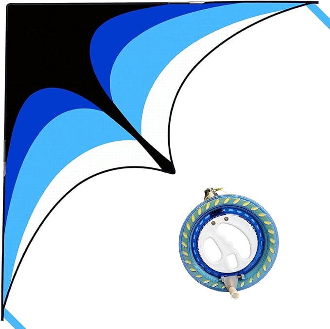 Large Delta Kite Easy to Fly with Kite Reel Set, Beach Kite & Kite Spool for Kids & Adults, Single