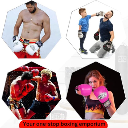 Knockout Gel Boxing Gloves for Men Women - Pro Training Sparring, Maya Hide Leather Muay Thai MMA