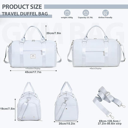 FIORETTO Womens Gym Tote Duffle Bag with Wet Pocket & Shoe Compartment, Sports Duffel Overnight