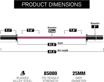RITFIT Olympic Barbell 4ft/4.8ft/6ft - 2 Inch Weight Bar for Strength Training, Weightlifting