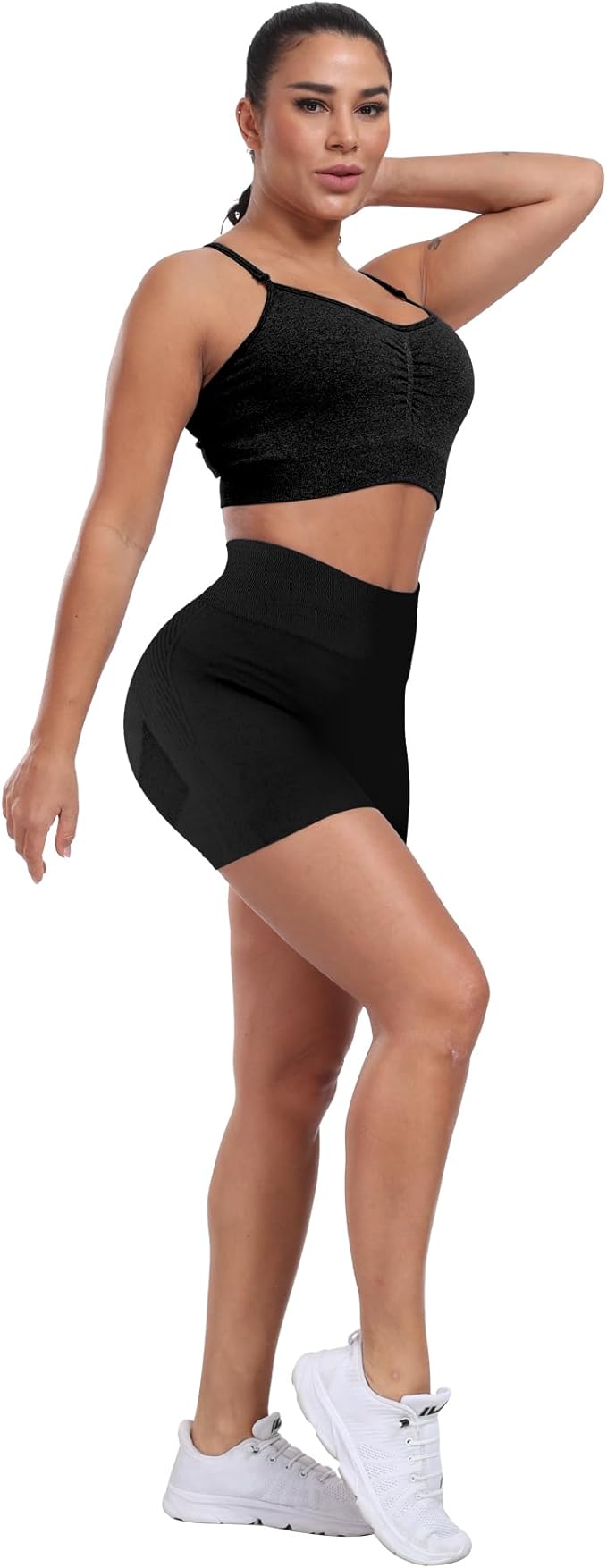 CHRLEISURE Women's 4 Packs Workout Gym Shorts, High Waisted Butt Lifting Scrunch Butt Seamless