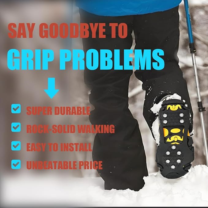 Ice Cleats for Shoes and Boots, Ice Snow Traction Cleats Grippers, Non Slip Shoe Ice Grippers,10