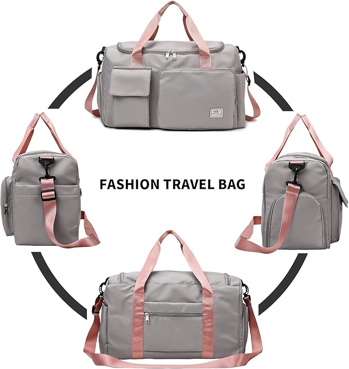 Travel Duffel Tote Bag with Dry Wet Separation Pocket, Weekender Bag for Women and Men，Waterproof